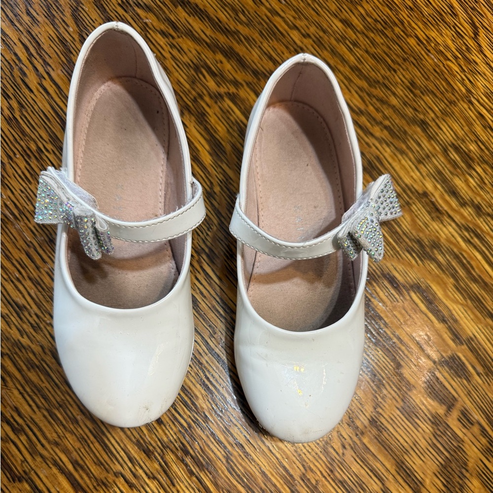 White Dress Kids Shoes with Bow